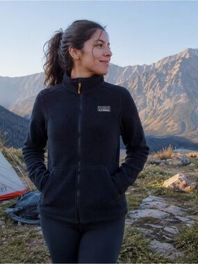 L.L.Bean Women’s XXS Black Full Zip Fleece Jacket Outdoor Hiking